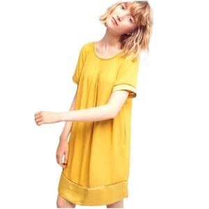 Anthropologie Maeve Yellow Short Sleeve Round Neck Verdet Shift Dress Size XS